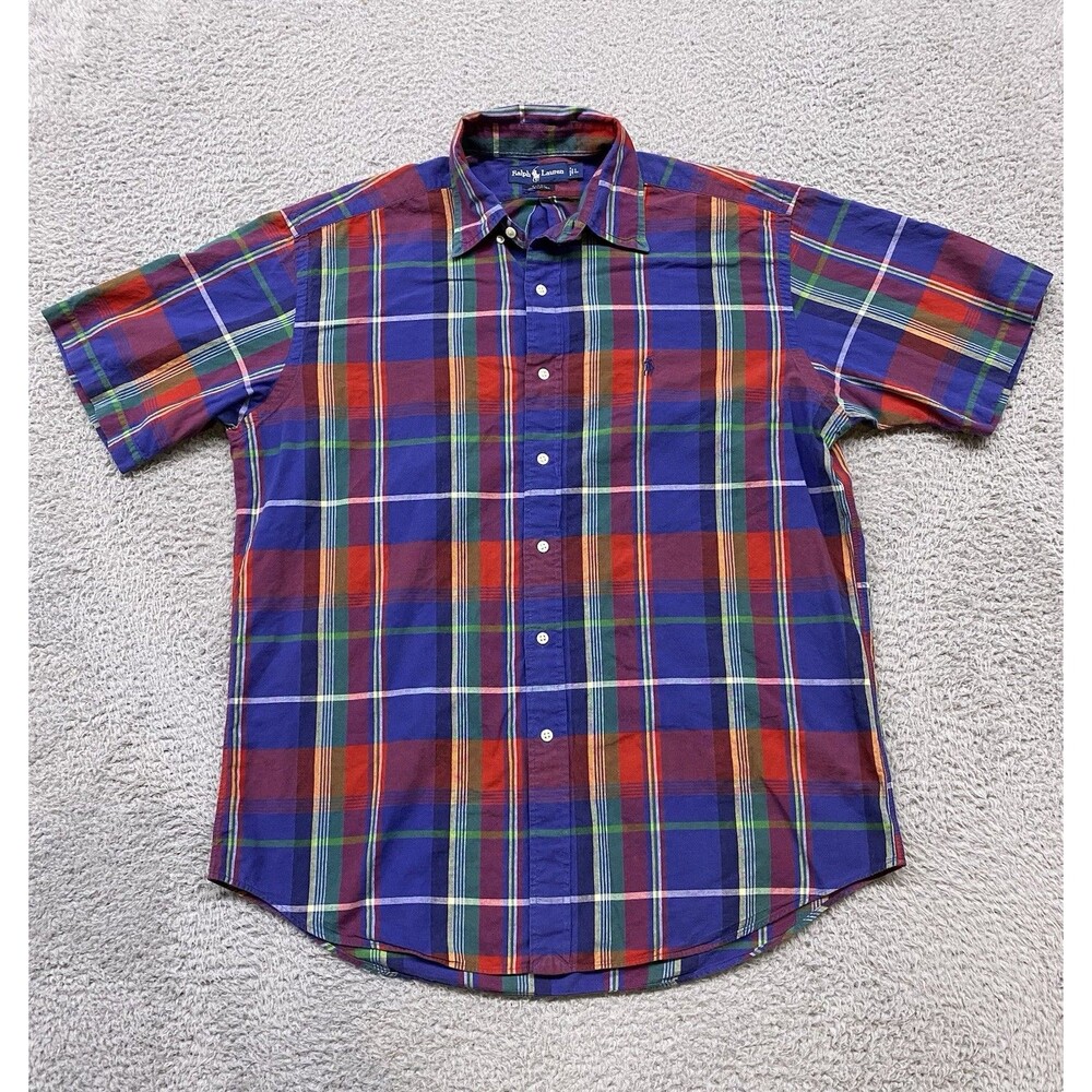 Vintage Polo Ralph Lauren Shirt Mens L Red Blake Button Down Plaid Pony Preppy